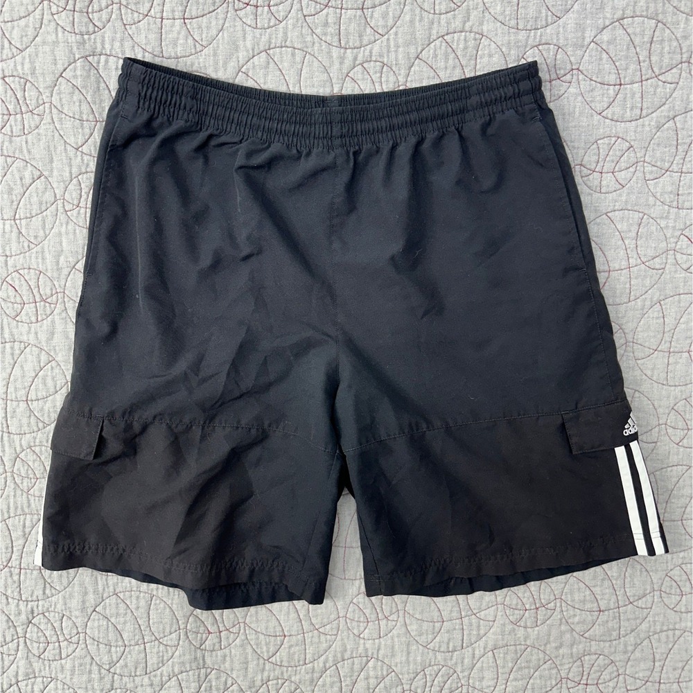 Adidas Athletic Shorts Black 3-Stripe 548533 /‎ Mens Large